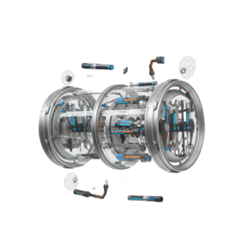 explodeerde visie van een futuristische machine cilinder met transparant achtergrond voor ontwerp png
