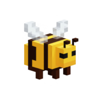 isométrica abeja personaje pixelado con marrón y amarillo rayas en contra negro antecedentes png