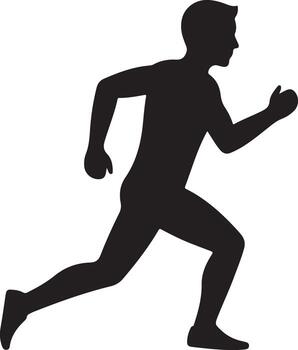 Silhouette of a man running with speed and determination vector