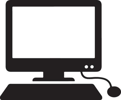 Simple silhouette of a desktop computer with keyboard and mouse vector