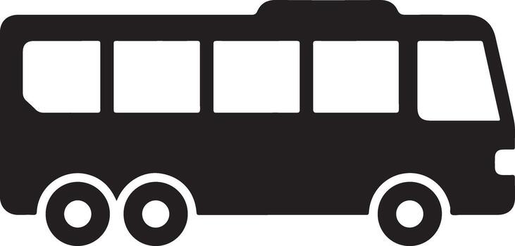 Simple black silhouette of a bus with multiple windows vector