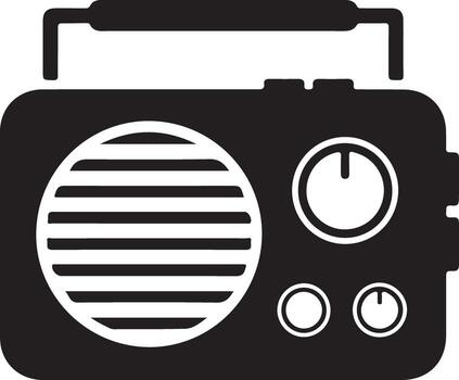 Retro boombox icon with handle and controls vector