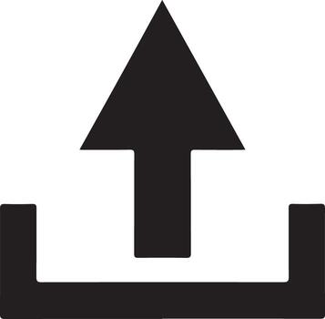 Black upload arrow icon on white background vector