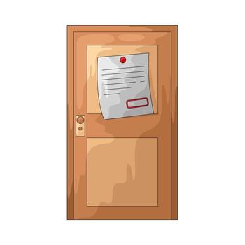 Door with Note Pinned to Surface vector