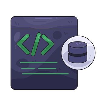 ilustración de base de datos y código vector