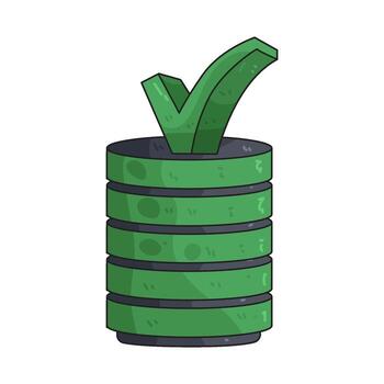 verde cheque marca en apilado discos vector