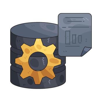 base de datos con engranaje y documento vector