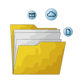 digital carpeta con nube y documento vector