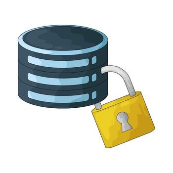 base de datos seguridad con candado ilustración vector