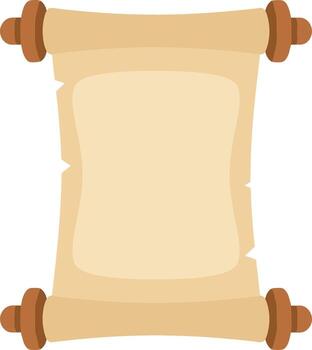 Simple Flat Scroll with Wooden Handles for Ancient Message or Map vector