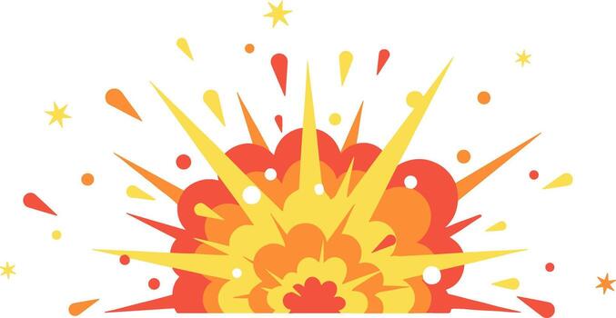 Cartoon Style Colorful Bursting Star Explosion Effect Graphic Design Element vector