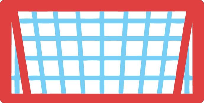 Simple Flat Illustration of Soccer Goal with Net in Red and Blue vector