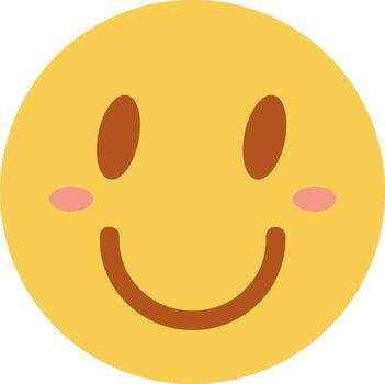 Flat Design Smiling Face Emoticon with Blush Expression Icon Graphic vector