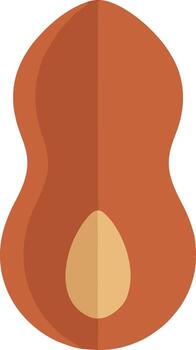 Flat Design Isolated Single Peanut with Shell Shape Illustration vector