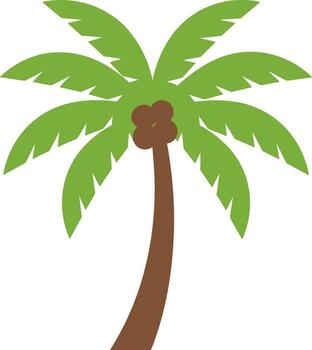sencillo plano diseño palma árbol con cocos isla vacaciones elemento vector