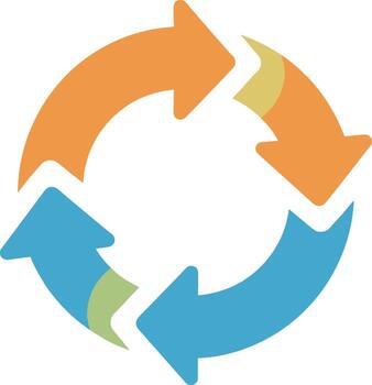 Flat Style Circular Arrow Sign Indicating Recycling or Refreshing Cycle vector