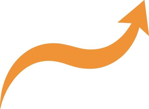 Simple Wavy Arrow Pointing Upward Success and Growth Sign Element vector