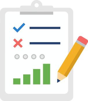 Flat Style Statistics Report Checklist With Pencil Business Data Analysis vector
