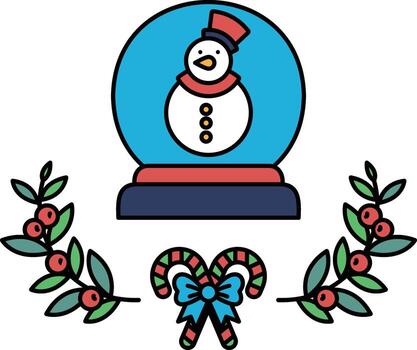 A snowman is standing in front of a snow globe vector