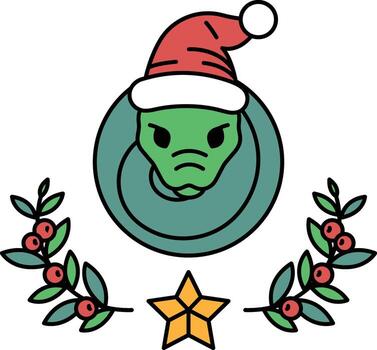 A snake with a hat on its head and a star in the background vector