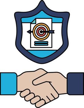 A shield with a paper with a target on it vector