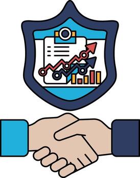 un proteger con un mano en eso y un papel con un grafico en eso vector