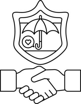 A shield with an umbrella and a heart on it vector