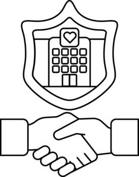 A handshake between two people with a building in the background vector