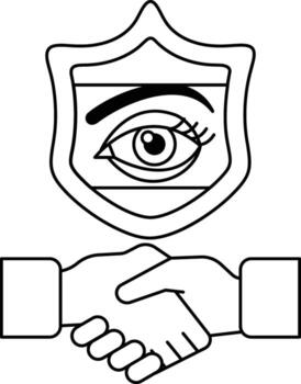 The shield has an eye on it, which could symbolize the importance of trust vector
