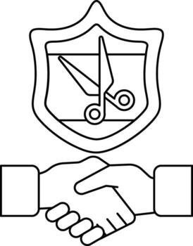 un negro y blanco imagen de dos manos sacudida con tijeras en el antecedentes vector