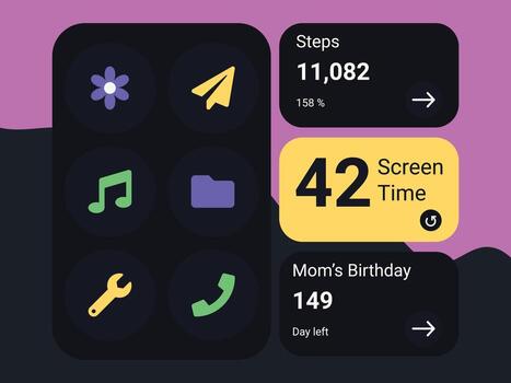 smart widget with UI card flat style illustration vector