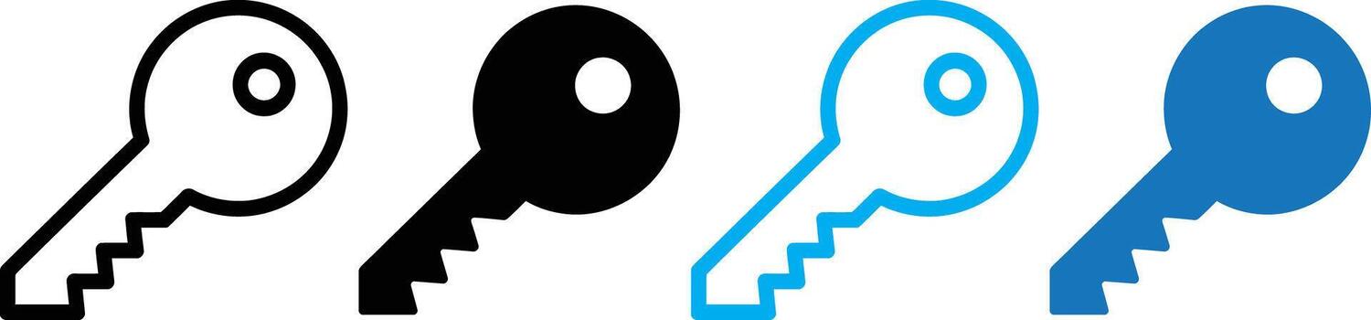 Four keys in different styles and colors isolated on white background vector