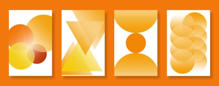 Abstract autumn gradient poster template background set. Minimalist design with geometric shape. Suitable for autumn season, greeting card, banner and flyer vector