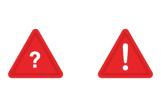 Red Warning Triangles With Question Mark And Exclamation Point alert danger vector