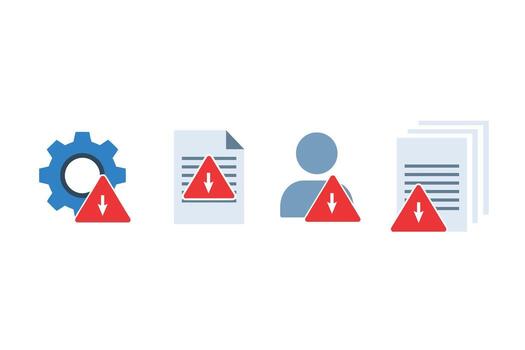 Warning Icons For Settings Documents User And Files On White Background alert attention vector