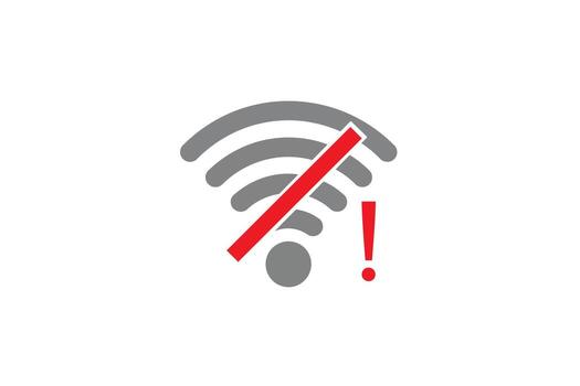 No Wi- Fi Signal Icon With Exclamation Mark On White Background wifi no signal vector