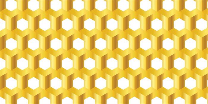 Luxurious seamless pattern with golden 3D hexagonal shapes, creating a modern geometric illusion with rich gradients and sophisticated style. vector