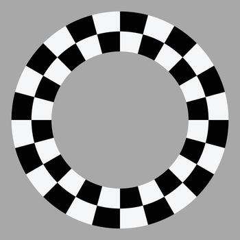 Checkerboard ring circle pixel pattern with alternating black and white squares. Geometric and visually appealing effect. vector