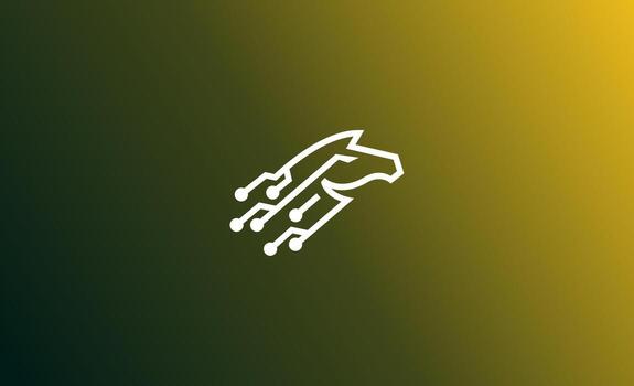 Logo Tech and Horse. Circuit, Technology and Network concept. vector