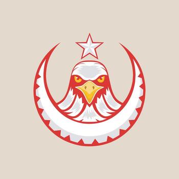 Falcon logo, with the addition of a crescent moon and star. vector