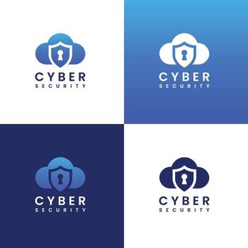 Cloud Cyber Security Logo Design with Shield and Keyhole Icon vector