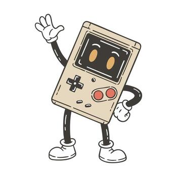 Animated game console character waving vector