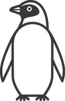 A penguin is shown in a simple line drawing vector