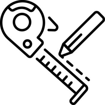 A linear style icon representing measuring tape vector