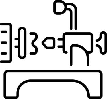 A trendy line style icon showing lathe machine vector