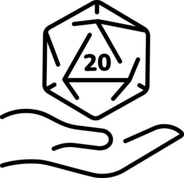 A line style icon showing polyhedral dice vector