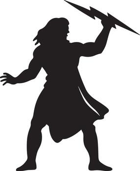 Ancient Deity Holding A Flaming Torch Symbol vector