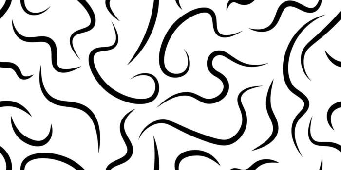 Abstract seamless pattern with black wavy lines on white background, simple modern design vector