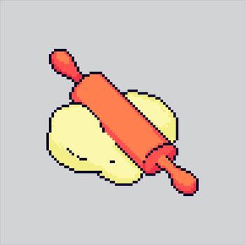 Pixel art illustration Rolling Pin. Pixelated Bakery Rolling Pin. Kitchen Bakery Rolling Pin Icon pixelated for the pixel art game and icon for website and game. old school retro. vector