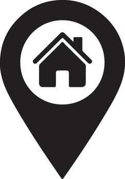 Location pin with a house icon within indicating real estate property or home location for navigation and mapping applications vector